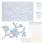 DIY Epoxy Resin Craft Kits, including Flower Silicone Molds, Disposable Latex Finger Cot, Disposable Plastic Transfer Pipettes, Measuring Cup and Wooden Mixing Sticks
