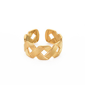 304 Stainless Steel Hollow Open Cuff Ring for Women