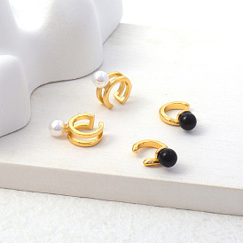 Elegant Black and White Pearl Earrings - Luxurious and Stylish