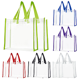 12Pcs 6 Colors Rectangle Transparent PVC Plastic Bags, Gift Bags, Shopping Bags, with Polyester Handles