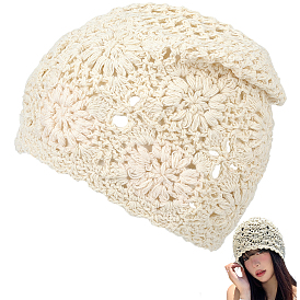 Шляпа из акрилового волокна ручной работы, вязаная шапка, для женщин девушек, цветок