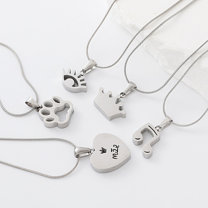 304 de acero inoxidable collares pendientes, color acero inoxidable, libre de deslustre