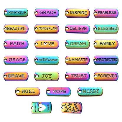 25Pcs 25 Style Alloy Pendants, Oval & Rectangle with word