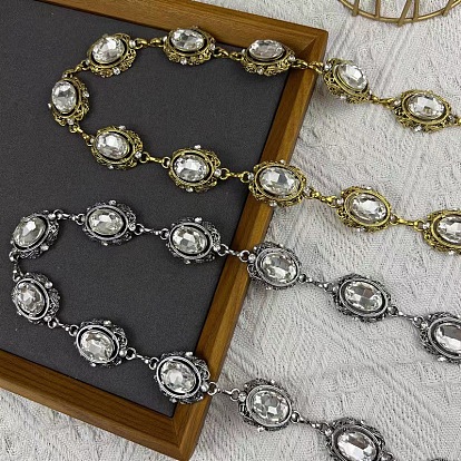 Сплав pave прозрачное стекло и железные звенья цепи пояса цепи для женщин