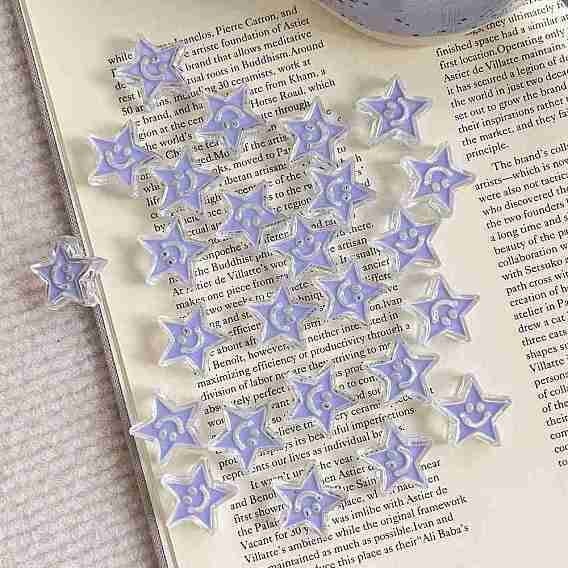 Акриловые эмалевые бусины, звезды с улыбающимся лицом