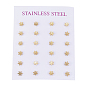 304 Stainless Steel Ear Studs, Hypoallergenic Earrings, Snowflake