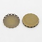 Brass Lace Edge Bezel Cups, Cabochon Settings, DIY Material for Hair Accessories, Flat Round, 21mm, Tray: 20mm