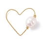 Copper Linking Rings, with Natural Cultured Freshwater Pearl, Heart
