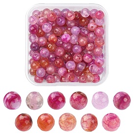 130Pcs Dyed Natural Multi-Color Agate Beads Strands, Faceted Round, More Size Available
