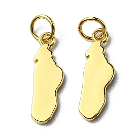 Brass Pendants, with Jump Ring, Cadmium Free & Lead Free, Long-Lasting Plated, Map Charm