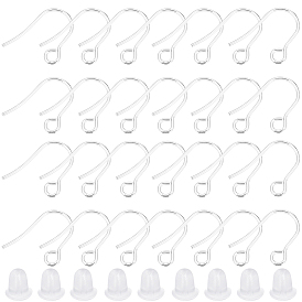 200pcs 316 crochets de boucle d'oreille en acier inoxydable chirurgical, fil d'oreille, avec 200 écrous d'oreille en plastique