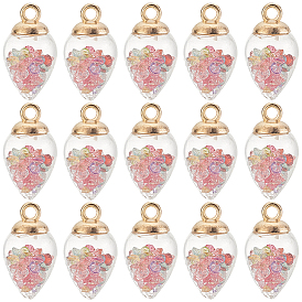 40 шт. Стеклянные подвески, со смоляными бусинами внутри и золотой фурнитурой ccb, слезинки