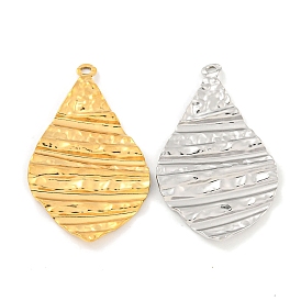 304 Stainless Steel Pendants, Textured, Leaf Charm