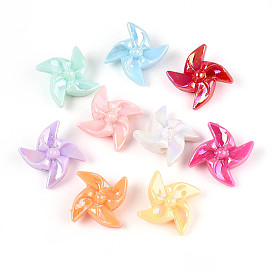 Непрозрачные акриловые бусины с УФ-покрытием, радужный, ветряная мельница