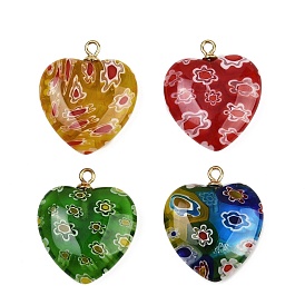 Подвески-сердечки в технике миллефиори ручной работы, с 304 петлей из нержавеющей стали