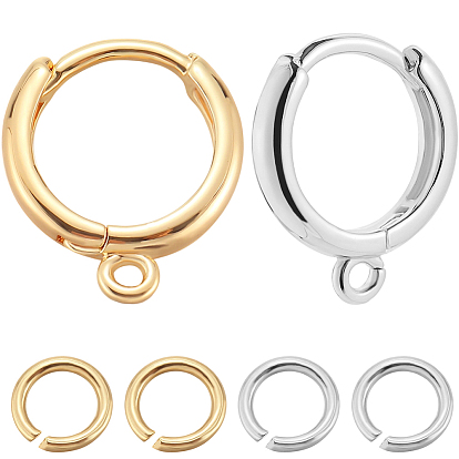 20шт. латунная фурнитура для сережек-колец, с 20 шт. 304 соединительными кольцами из нержавеющей стали