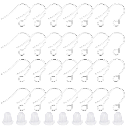 200pcs 316 crochets de boucle d'oreille en acier inoxydable chirurgical, fil d'oreille, avec 200 écrous d'oreille en plastique