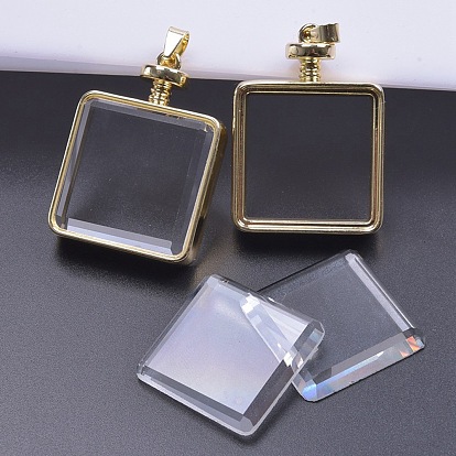 Alloy Locket Pendants, with Glass, DIY Accessories for Jewelry Pendants Making