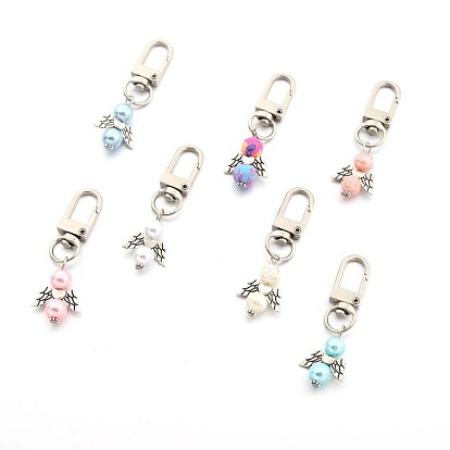 Décorations de pendentif en alliage et abs imitation perle pour femmes, ange avec coeur