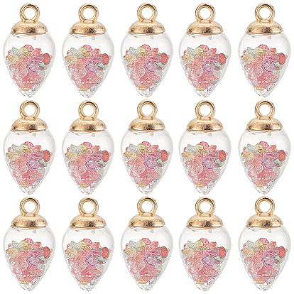 40 шт. Стеклянные подвески, со смоляными бусинами внутри и золотой фурнитурой ccb, слезинки