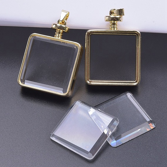 Alloy Locket Pendants, with Glass, DIY Accessories for Jewelry Pendants Making