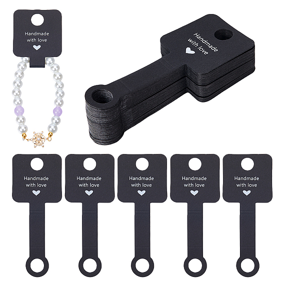 100карточки для демонстрации бумаги, Для браслетов, Ожерелье, ободок для волос, прямоугольник с сердцем и словом