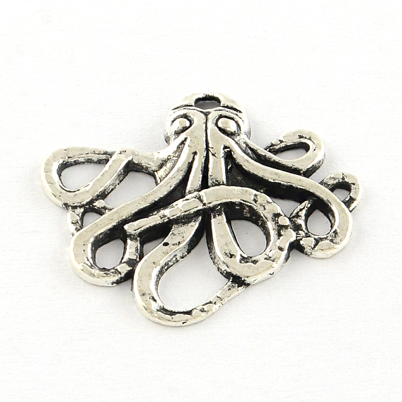 Octopus Tibetan Style Alloy Pendants, Cadmium Free & Lead Free, 20.5x24x2.5mm, Hole: 1.5mm, about 810pcs/1000g