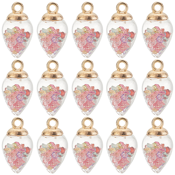 40 шт. Стеклянные подвески, со смоляными бусинами внутри и золотой фурнитурой ccb, слезинки