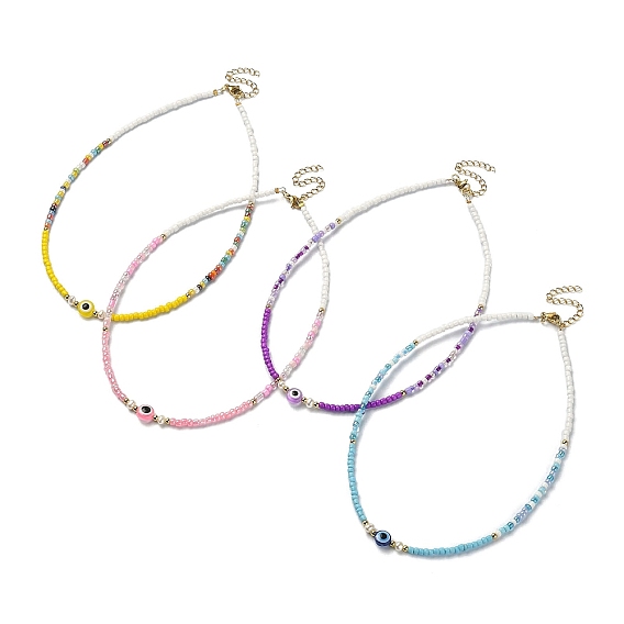 Natural Pearl & Resin Evil Eye & Seed Beaded Necklace