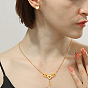 Golden Stainless Steel Jewelry Set, Pendant Necklaces & Stud Earrings