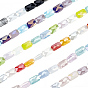 6 Strands 6 Colors Electroplate Glass Beads Strands, Rectangle, Faceted, Gradient Color
