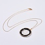 Natural Gemstone Beads Pendant Necklaces, with Brass Cable Chains, Real 18K Gold Plated
