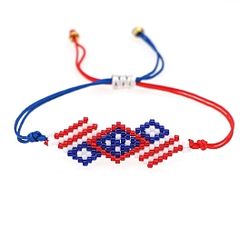 Miyuki Seed Braided Bead Bracelet, Triple Rhombus Friendship Bracelet for Women