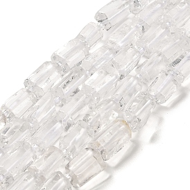 De perlas de cristal de cuarzo natural hebras, con granos de la semilla, facetados, columna