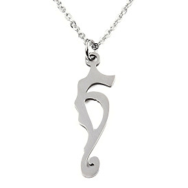 201 Stainless Steel Pendant Necklaces, with Cable Chains and Lobster Claw Clasps, Sea Horse