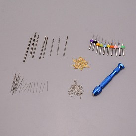 DIY Epoxy Resin Jewelry Making Kits, with Steel Hand Drill, Iron Twist Drill & Screw Eye Pin Peg Bails, Plastic & Iron Fixed Handle