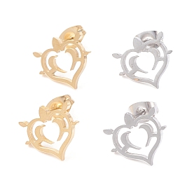 Heart 304 Stainless Steel Stud Earrings for Women