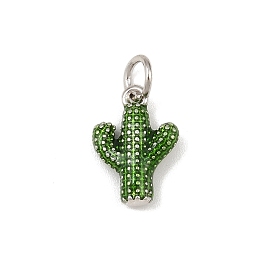 Латунь эмаль подвески, кактус прелести, без кадмия и без свинца, стойки покрытие, долговечный, с целью перехода в кольце, зеленый лайм