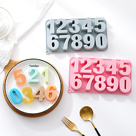 Number 0~9 DIY Silicone Fondant Molds, Resin Casting Molds, for Chocolate, Candy, UV Resin, Epoxy Resin Craft Making