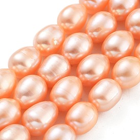 Natural Cultured Freshwater Pearl Beads Strands, Grade 5A, Oval