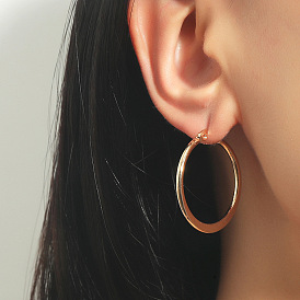 Bold Geometric Stainless Steel Hoop Earrings for Women - Retro Chic Circle Ear Jewelry