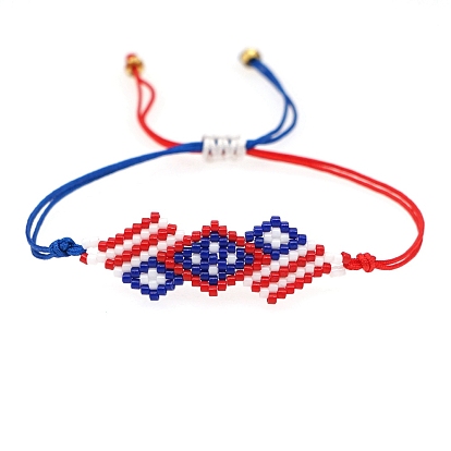 Miyuki Seed Braided Bead Bracelet, Triple Rhombus Friendship Bracelet for Women
