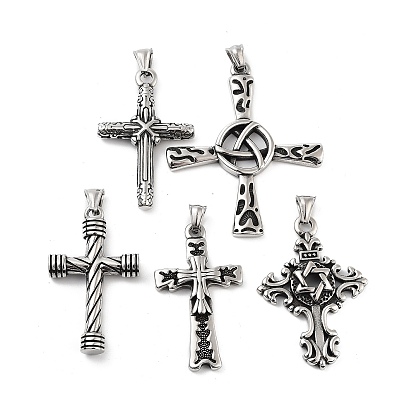 Ретро 304 из нержавеющей стали большие кулоны, крест очарование