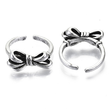 Zinc Alloy Cuff Finger Rings, Open Rings, Cadmium Free & Lead Free, Bowknot