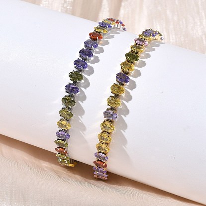 304 теннисные браслеты из нержавеющей стали с кубическими циркониями, 201 Браслеты-слайдеры из нержавеющей стали с цепочкой-коробкой для женщин