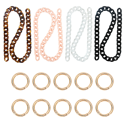 Acrylic Chain Short Thick Shoulder Strap, Zinc Alloy Key Clasps