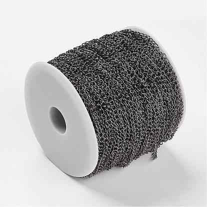 Iron Twisted Chains, Curb Chains, Unwelded, with Spool, 5x3.5x0.8mm, about 328.08 Feet(100m)/roll