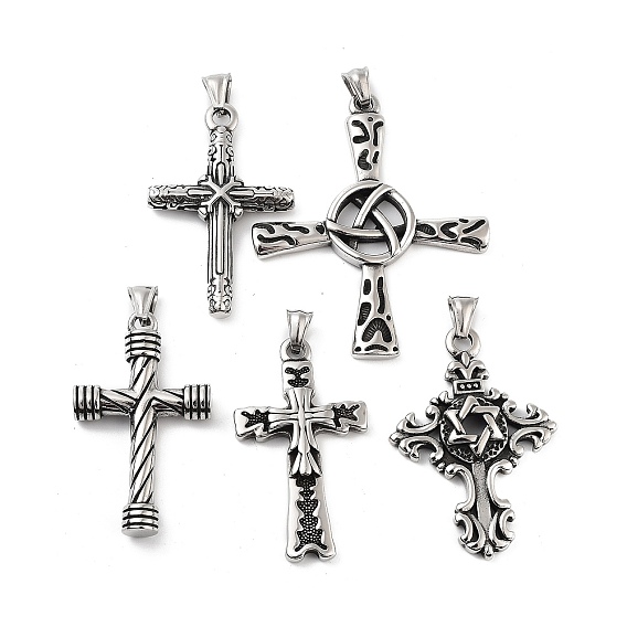 Ретро 304 из нержавеющей стали большие кулоны, крест очарование
