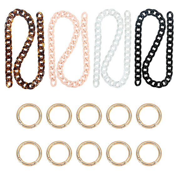 Acrylic Chain Short Thick Shoulder Strap, Zinc Alloy Key Clasps