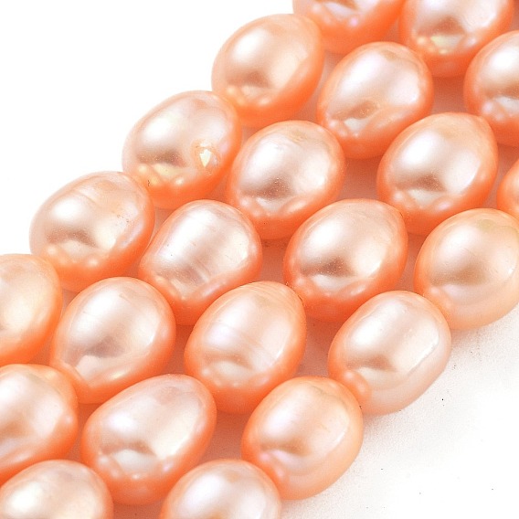 Natural Cultured Freshwater Pearl Beads Strands, Grade 5A, Oval